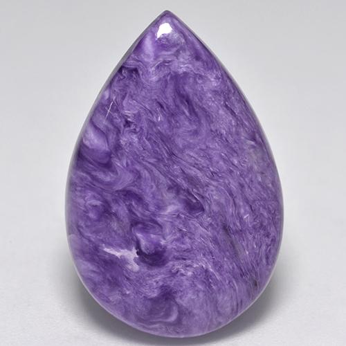 Charoíta violeta natural 13,87ct, formato de pêra, opaco