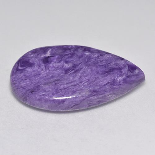 Charoíta violeta natural 13,87ct, formato de pêra, opaco
