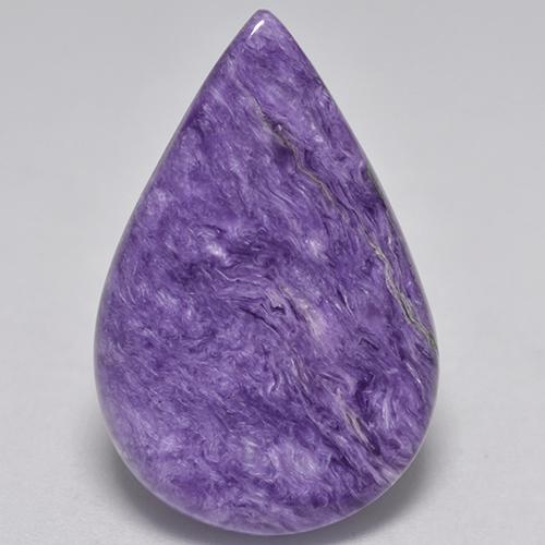 Charoíta violeta natural 8,71ct, formato de pêra, opaco