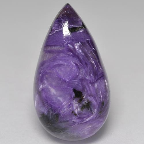 Charoite Violeta Profundo Natural 12.28ct, Formato de pêra, Opaco