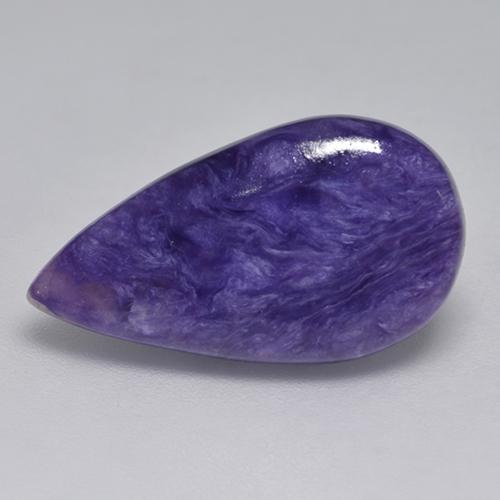 Charoíta violeta natural 5,87ct, formato de pêra, opaco