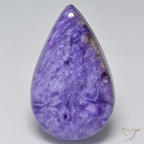 Charoite Veludo Claro Roxo Violeta Natural 12.06ct, Formato de pêra, Opaco