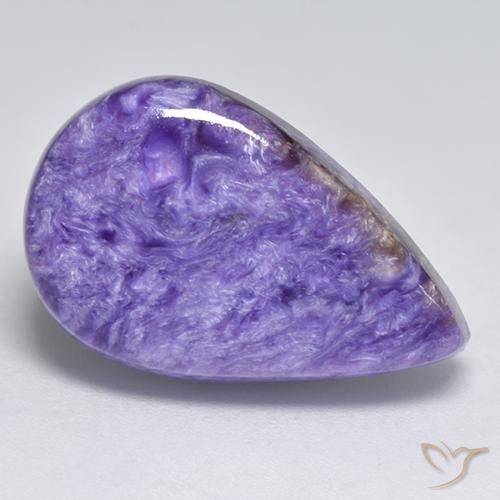 Charoite Veludo Claro Roxo Violeta Natural 12.06ct, Formato de pêra, Opaco