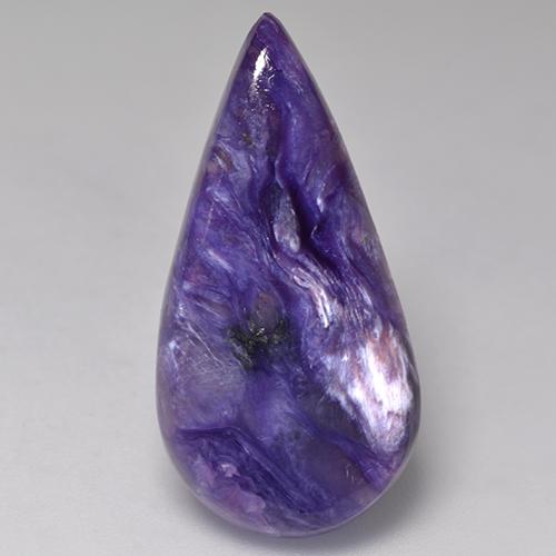 Charoíta violeta natural 10,05ct, formato de pêra, opaco