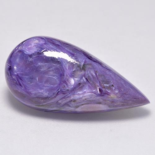 Charoíta violeta médio natural 12,73ct, formato de pêra, opaco