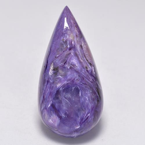 Charoíta violeta médio natural 12,73ct, formato de pêra, opaco