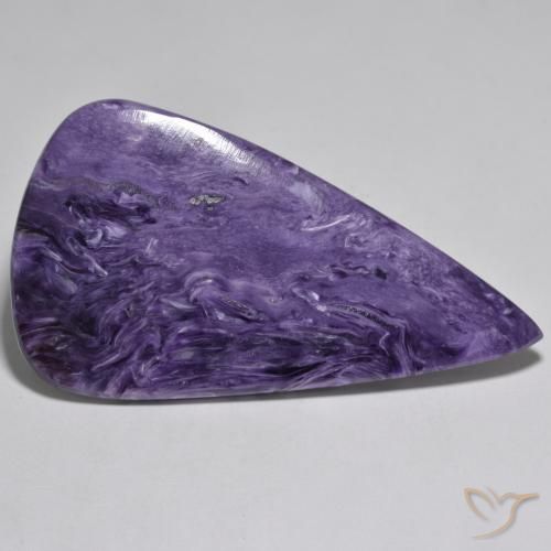 Charoite Malva Violeta Natural 76.47ct, Formato de pêra, Opaco