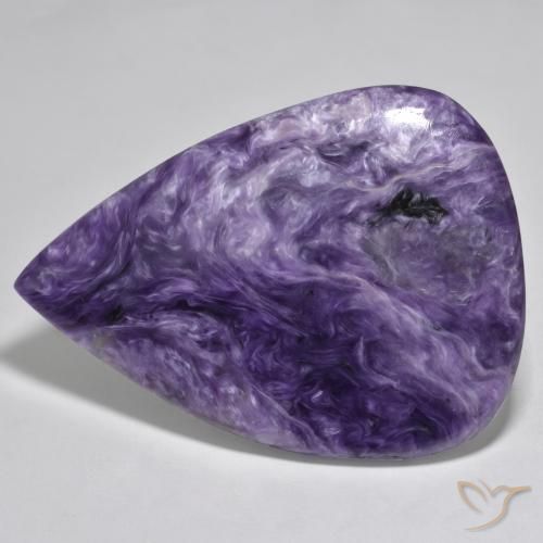 Charoite Violeta médio Natural 104.77ct, Formato de pêra, Opaco