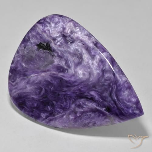 Charoite Violeta médio Natural 104.77ct, Formato de pêra, Opaco