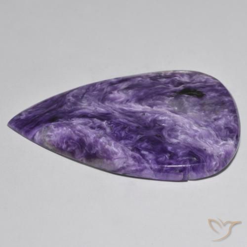 Charoite Violeta médio Natural 104.77ct, Formato de pêra, Opaco