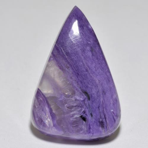 Charoíta violeta natural 21,84ct, formato de pêra, translúcido