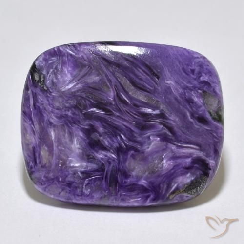 Charoíta violeta natural 38,10ct, almofada cortada, opaco