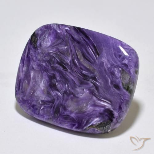 Charoíta violeta natural 38,10ct, almofada cortada, opaco