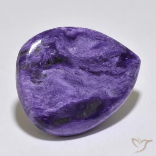 Charoite Violeta Médio Profundo Natural 43.63ct, Formato de pêra, Opaco