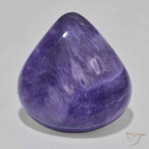 Charoíta violeta natural 12,93ct, formato de pêra, opaco