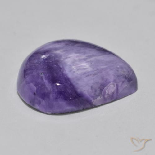 Charoíta violeta natural 12,93ct, formato de pêra, opaco