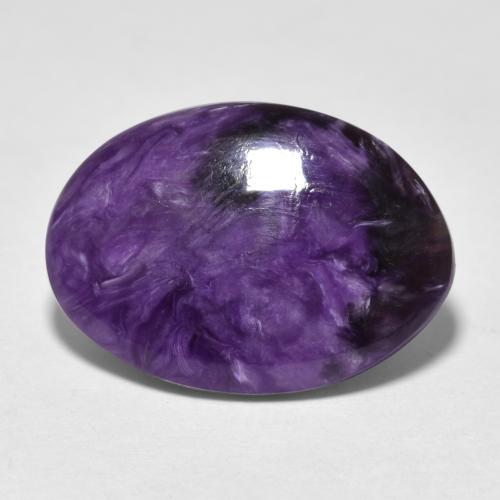 Charoíta violeta natural 6,19ct, corte oval, opaco