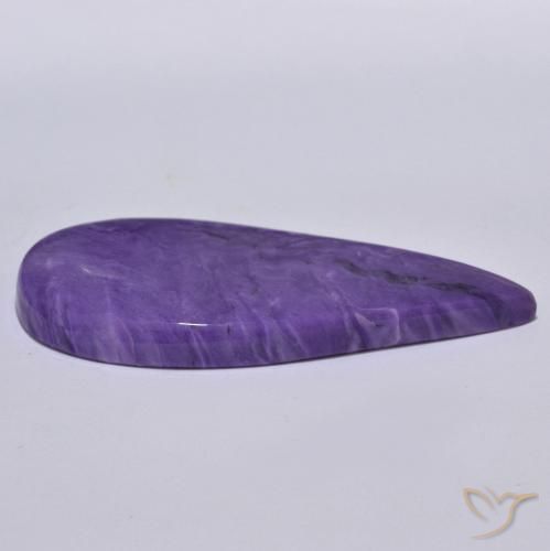 Charoite Violeta Profundo Natural 64.39ct, Formato de pêra, Opaco