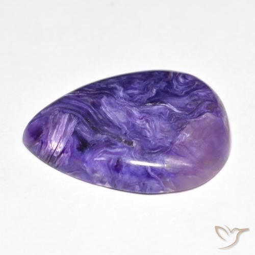 Charoite Aveludado Roxo Violeta Natural 11.59ct, Formato de pêra, Opaco