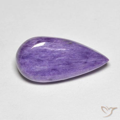 Charoite Violeta médio Natural 6.67ct, Formato de pêra, Opaco