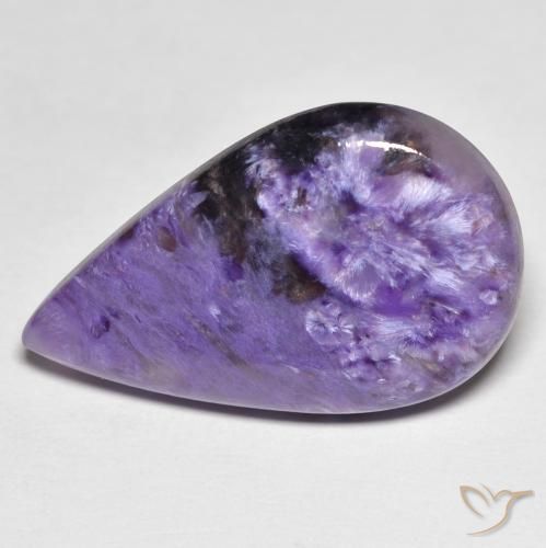 Charoíta violeta natural 11,83ct, formato de pêra, opaco