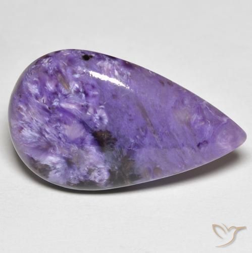 Charoíta violeta natural 11,83ct, formato de pêra, opaco