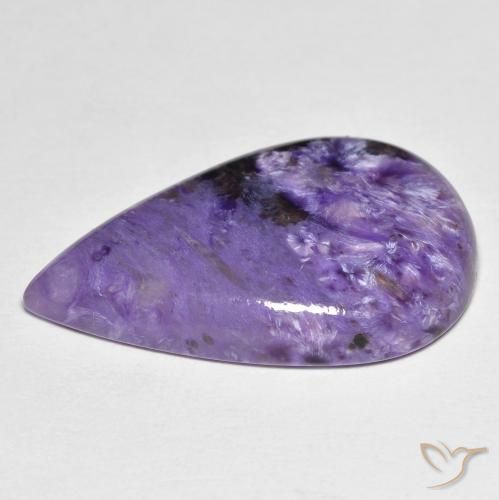 Charoíta violeta natural 11,83ct, formato de pêra, opaco