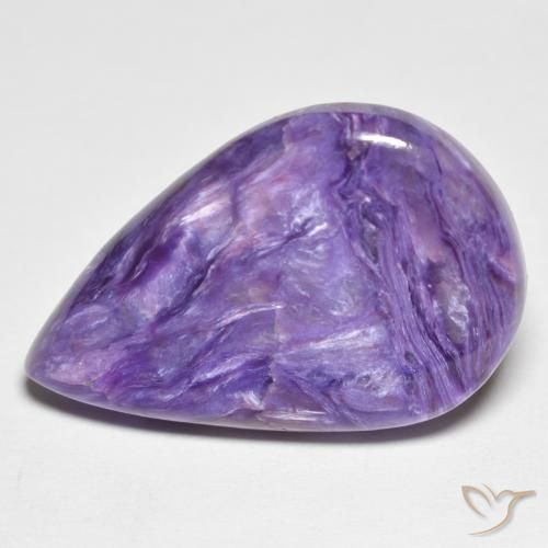 Charoite Violeta médio Natural 12.72ct, Formato de pêra, Opaco