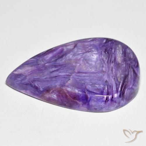 Charoite Violeta médio Natural 12.72ct, Formato de pêra, Opaco