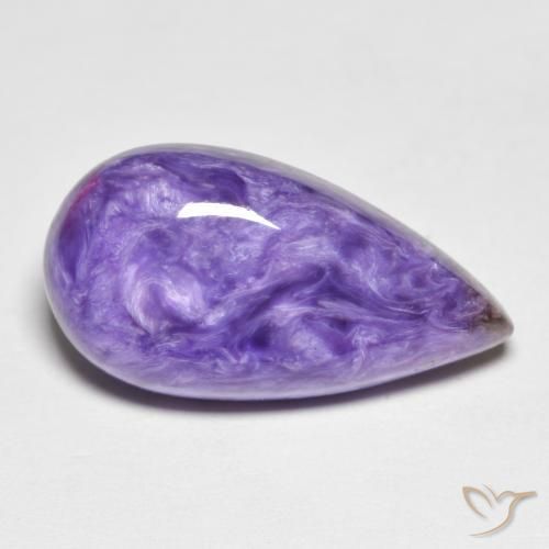 Charoíta violeta natural 9,67ct, formato de pêra, opaco