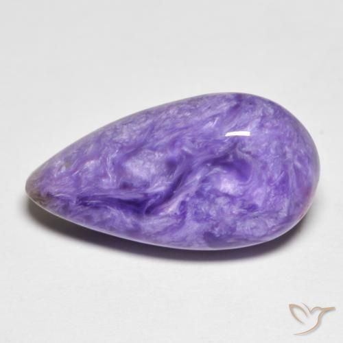 Charoíta violeta natural 9,67ct, formato de pêra, opaco