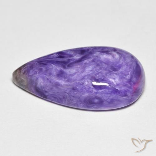 Charoíta violeta natural 9,67ct, formato de pêra, opaco