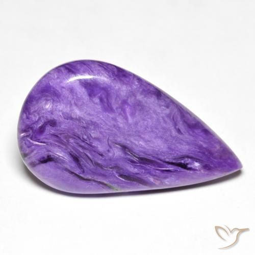 Charoite Medium Dark-Violet Natural 11.71ct, Formato de pêra, Opaco