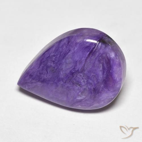 Charoíta violeta natural 7,61ct, formato de pêra, opaco
