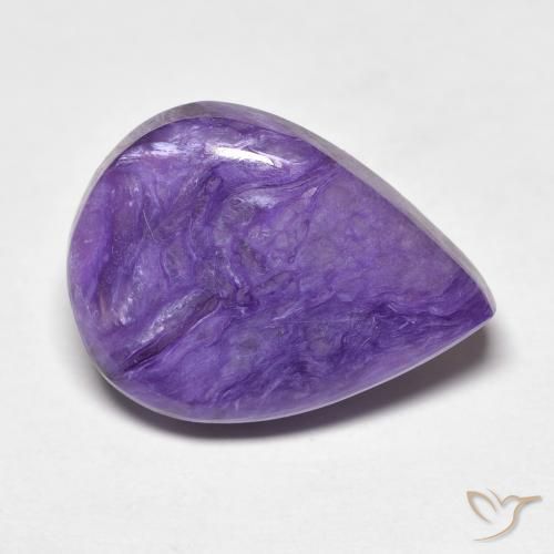 Charoíta violeta natural 7,61ct, formato de pêra, opaco