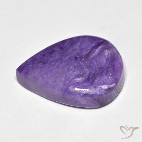 Charoíta violeta natural 7,61ct, formato de pêra, opaco