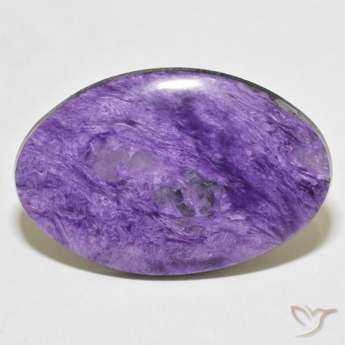 Charoíta violeta natural 38,87ct, corte oval, opaco