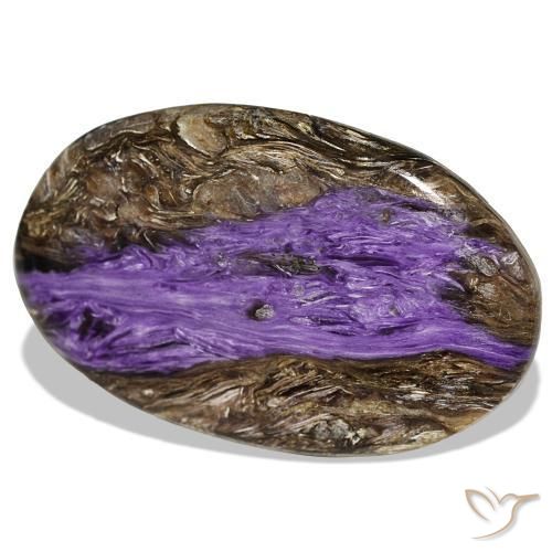 Charoíta violeta natural 52,72ct, formato de pêra, opaco