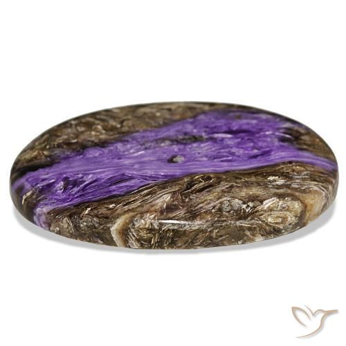 Charoíta violeta natural 52,72ct, formato de pêra, opaco