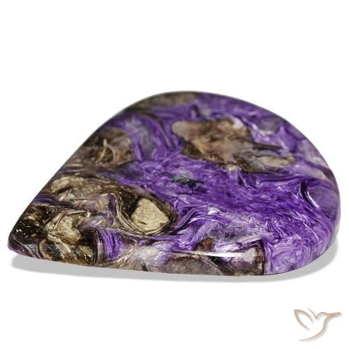 Charoíta violeta natural 80,16ct, formato de pêra, opaco