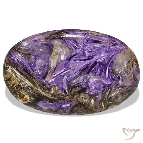 Charoíta violeta natural 51,52ct, corte oval, opaco