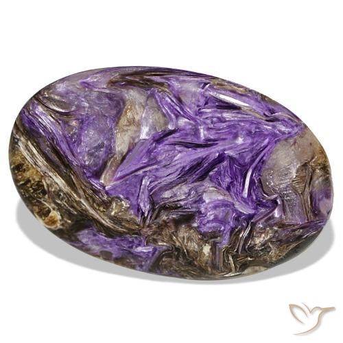 Charoíta violeta natural 51,52ct, corte oval, opaco