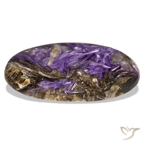 Charoíta violeta natural 51,52ct, corte oval, opaco