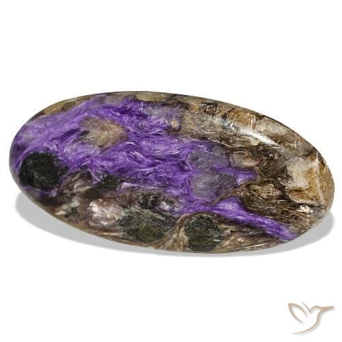 Charoíta violeta natural 51,81ct, corte oval, opaco
