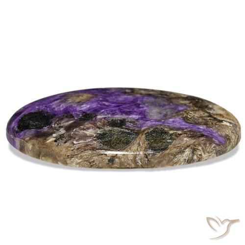 Charoíta violeta natural 51,81ct, corte oval, opaco