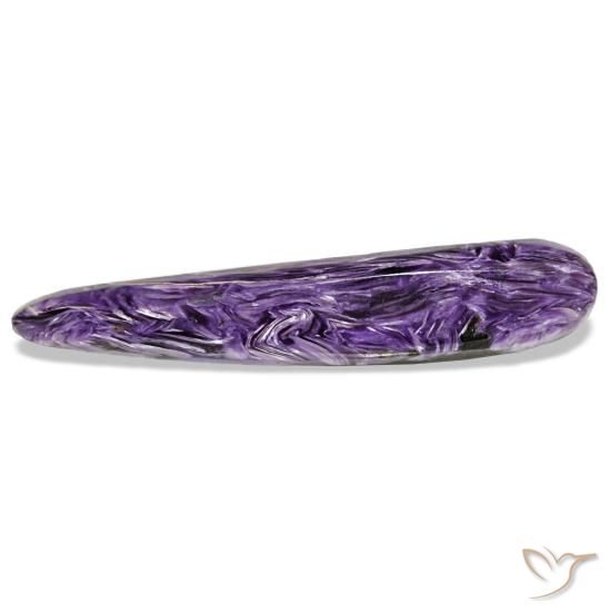 Charoíta violeta natural 12,66ct, formato de pêra, opaco