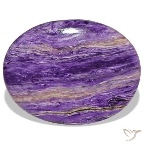 Charoíta violeta natural 37,34ct, corte oval, opaco