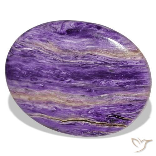 Charoíta violeta natural 37,34ct, corte oval, opaco