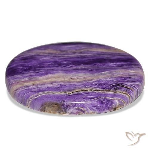 Charoíta violeta natural 37,34ct, corte oval, opaco