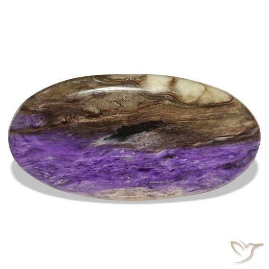 Charoíta violeta natural 26,14ct, corte oval, opaco